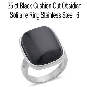 35.00 ctw Black Obsidian Solitaire Ring in Stainless Steel Size 6.0